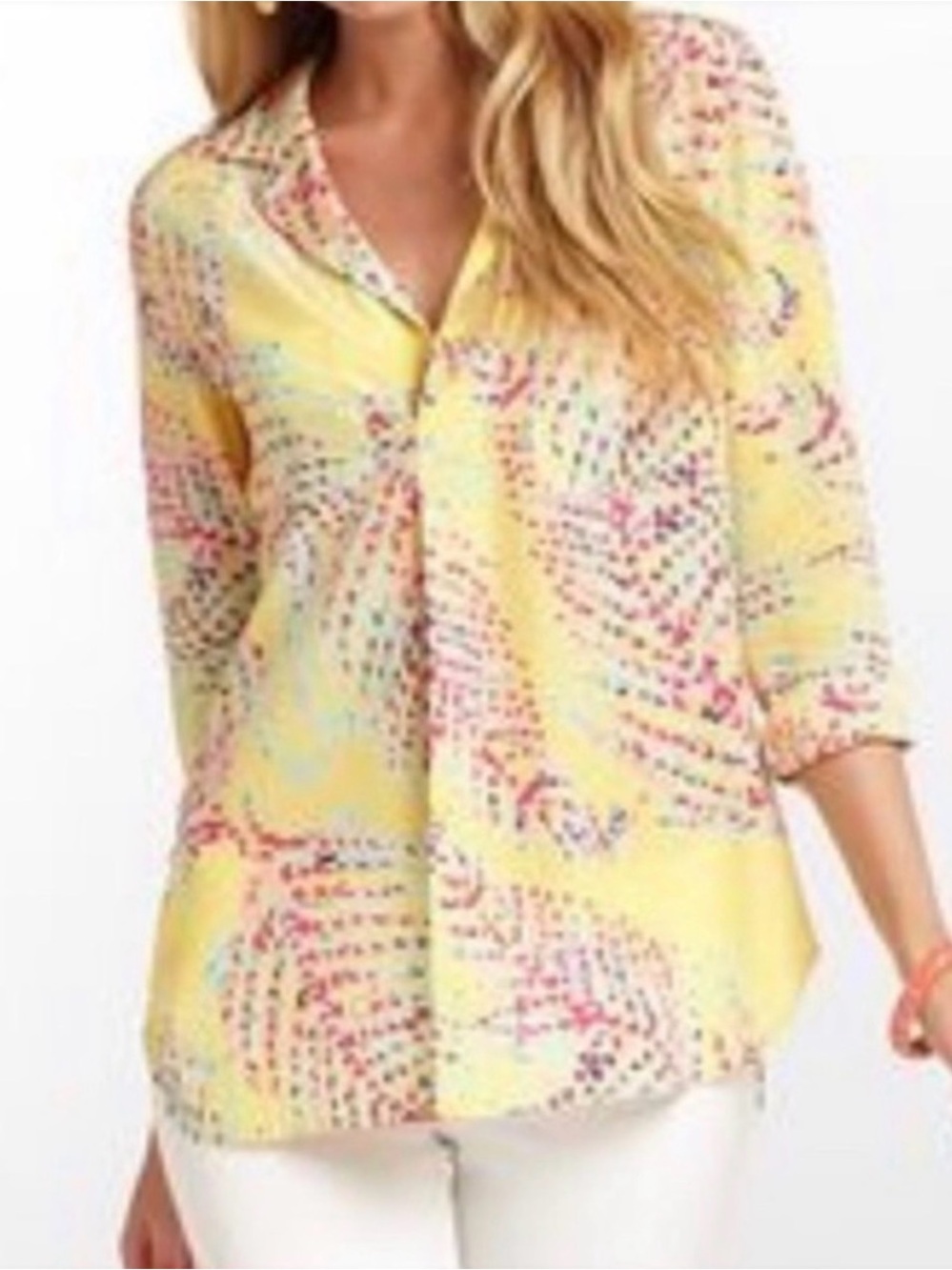 Lilly Pulitzer 100% Silk XL Women’s Tropical Printed Colorful Long Sleeve Top